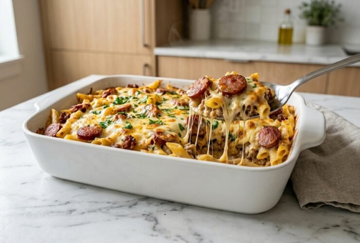Cheesy Kielbasa Pasta Casserole Recipe