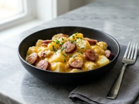 Crockpot Cheesy Potatoes and Kielbasa Recipe