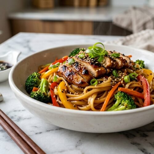 Chicken Teriyaki Stir Fry with Rice Noodles Recipe