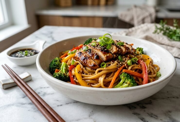 Chicken Teriyaki Stir Fry with Rice Noodles Recipe