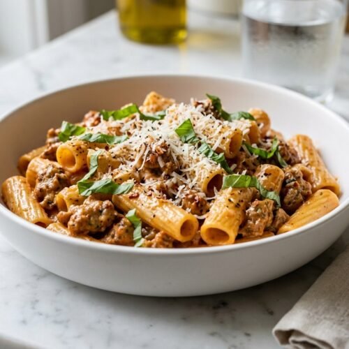 Creamy Sausage Rigatoni Pasta Recipe