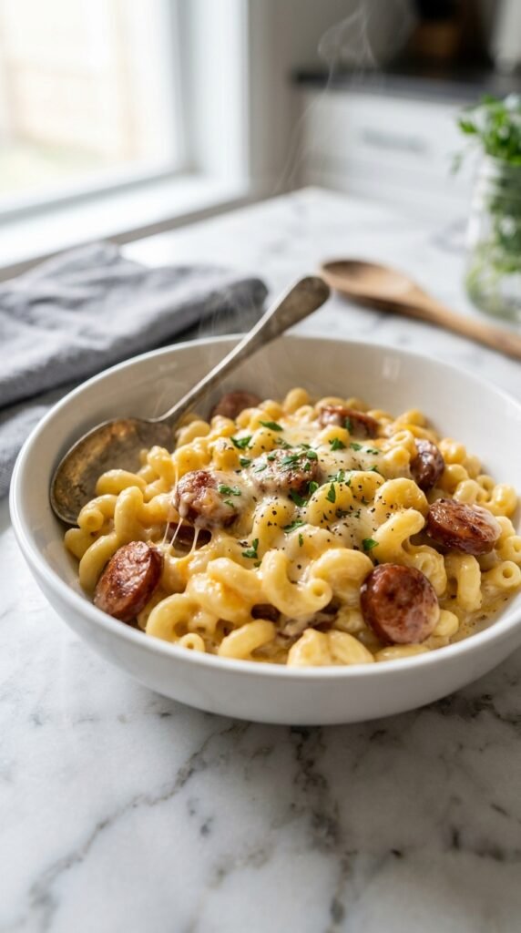 Crockpot Mac and Cheese With Kielbasa Recipe