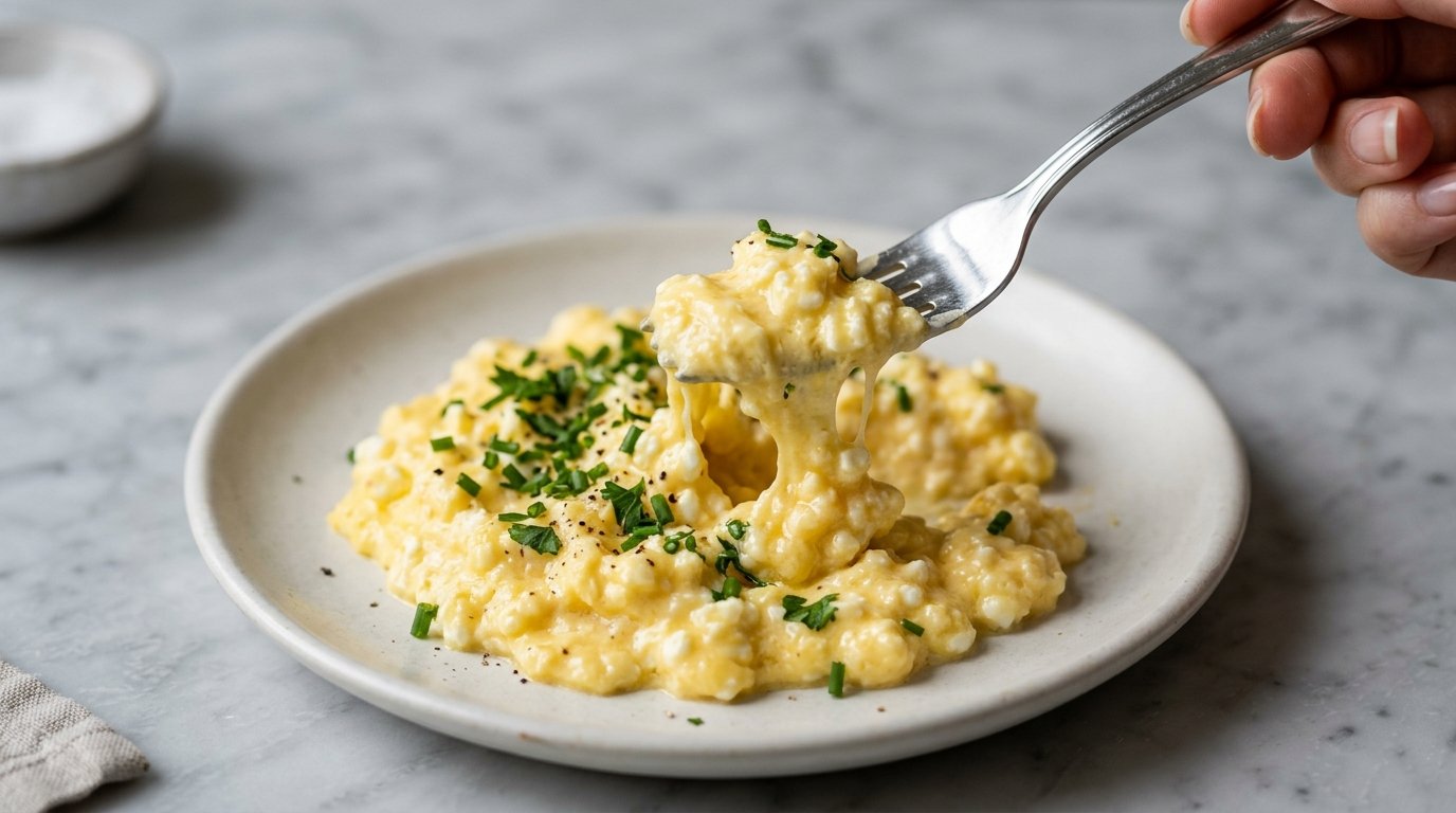 Creamy Cottage Cheese Scrambled Eggs Recipe