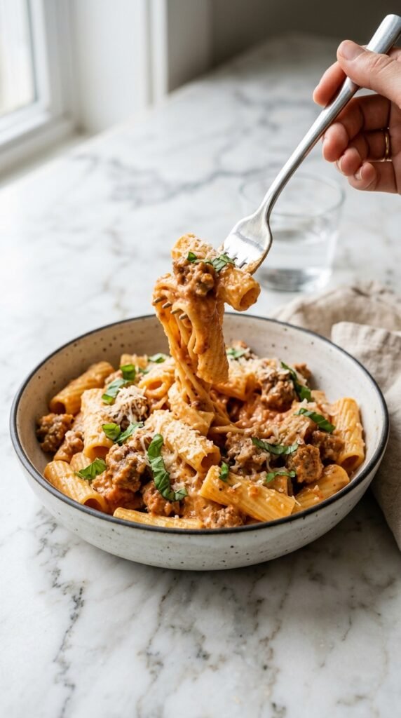Creamy Sausage Rigatoni Pasta Recipe