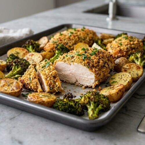 Parmesan Crusted Chicken Sheet Pan Dinner Recipe