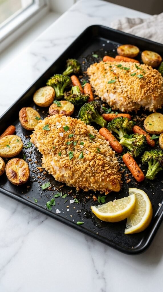 Parmesan Crusted Chicken Sheet Pan Dinner Recipe
