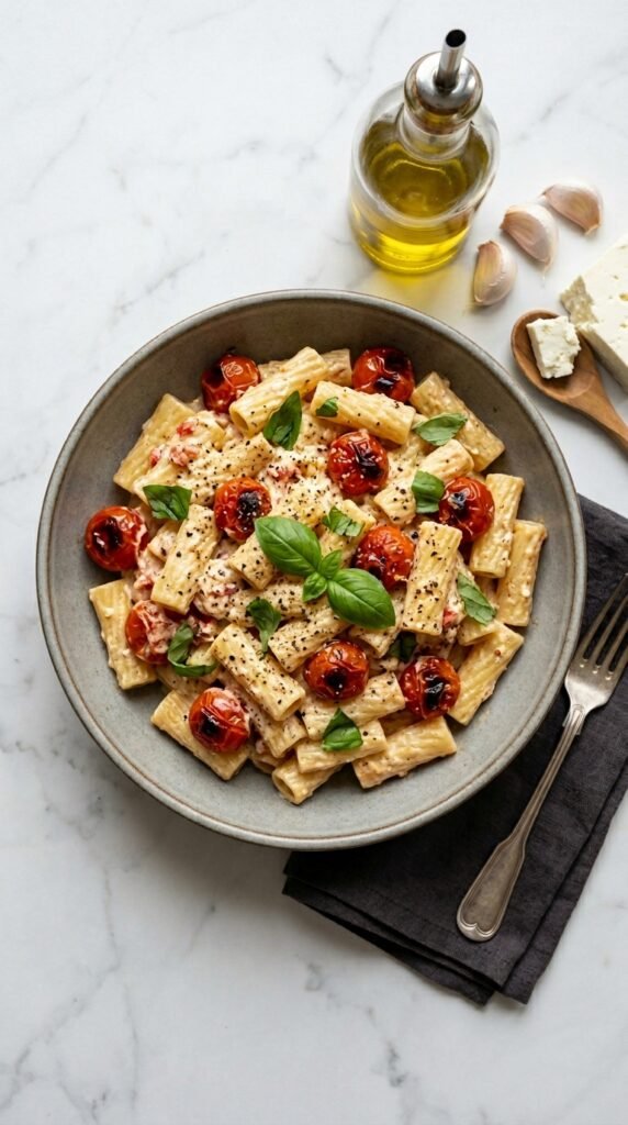 Baked Feta Pasta with Cherry Tomatoes Recipe