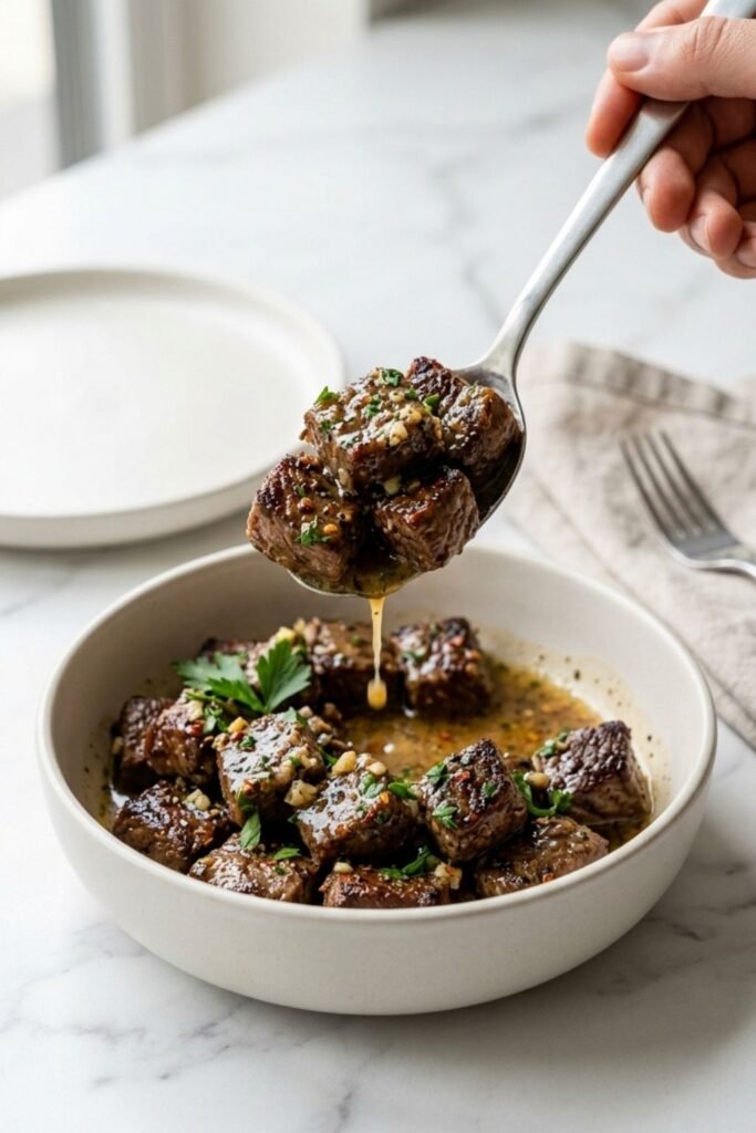 Crock Pot Garlic Butter Steak Bites Recipe