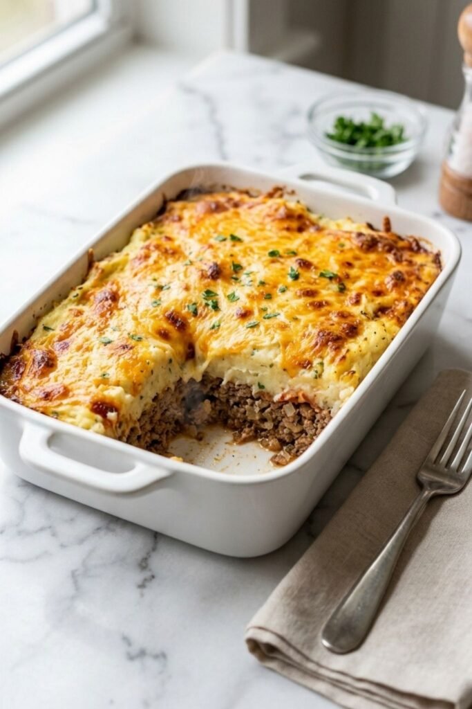 Cheesy Loaded Meatloaf Casserole Recipe