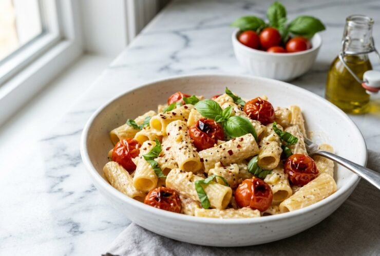 Baked Feta Pasta with Cherry Tomatoes Recipe