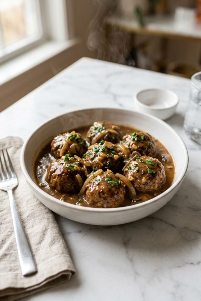 Crockpot Salisbury Steak Meatballs Recipe